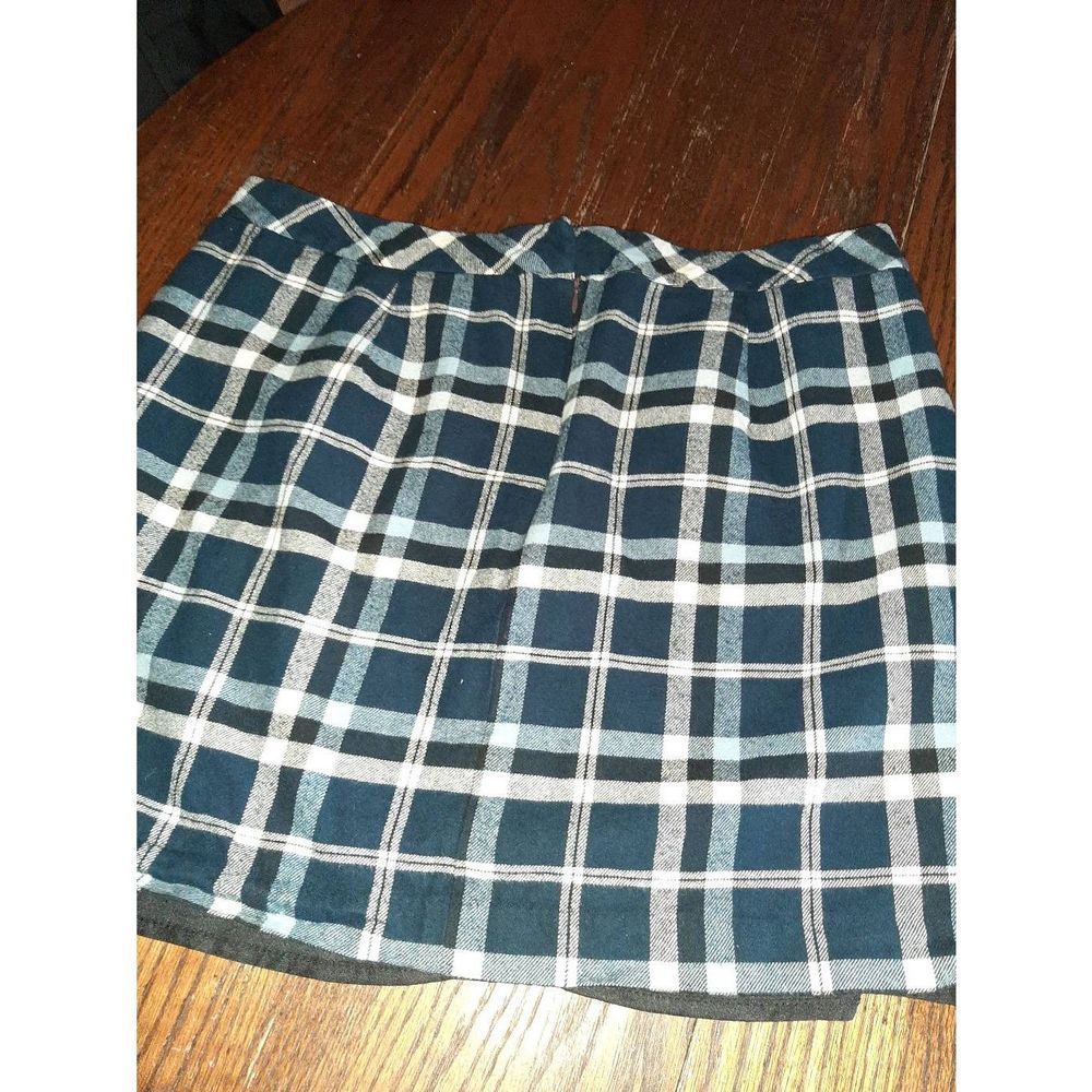 COPY - Size 18 Tommy Hilfiger Blue Off White Plaid Flannel Lined Mini Skirt - Picture 3 of 4